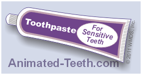 Picture of a tube of toothpaste 'for sensitive teeth.'