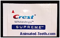 Picture of an individual package of Crest Whitestrips Supreme.